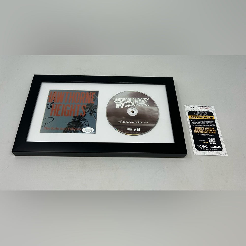 Hawthorne‎ Heights signed The Rain Just Follows Me CD Cover Framed JSA COA